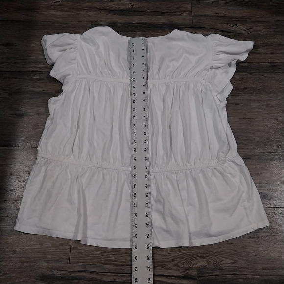 Lane Bryant V Neck Short Sleeve Blouse Size 22/24 Womens White Pullover Top - Picture 7 of 9